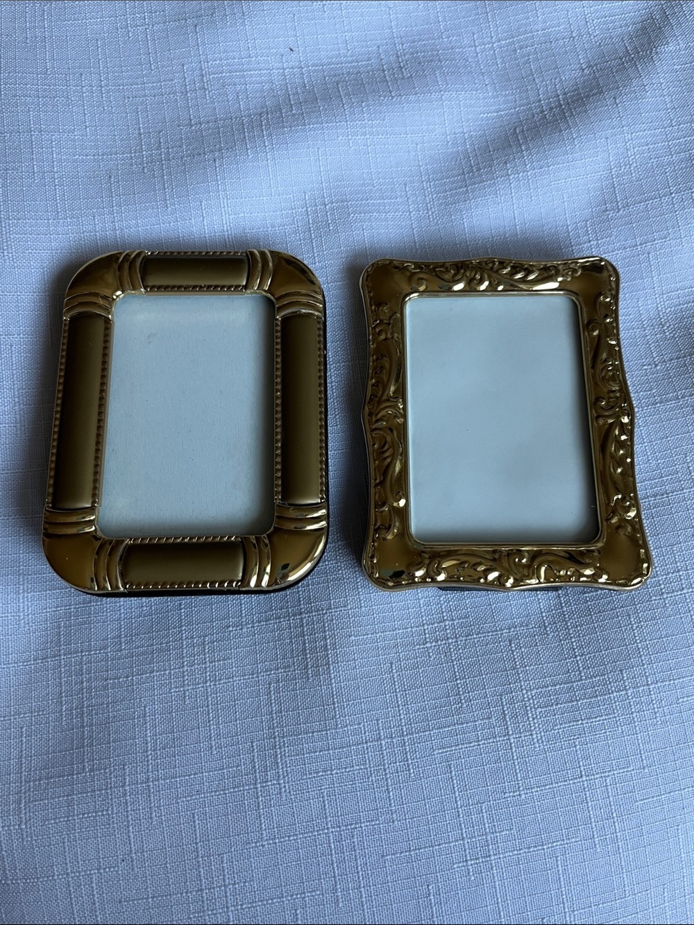 Gold Decorative Mini Plastic Picture Frames - Set of 2. 2x3”